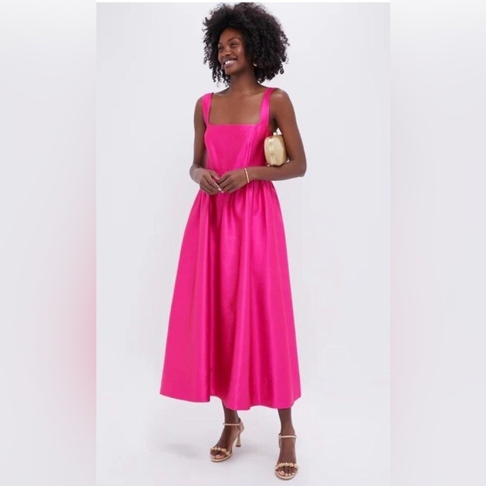 Tuckernuck Nwt Pink Dupioni Esme Midi Strapless Elegant Dress Small